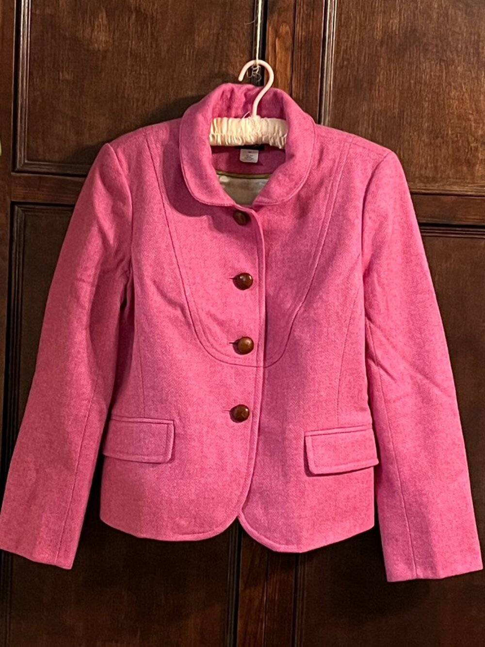 J CREW BELLA STYLE BLAZER IN PINK HERRINGBONE SIZE 10P/8r